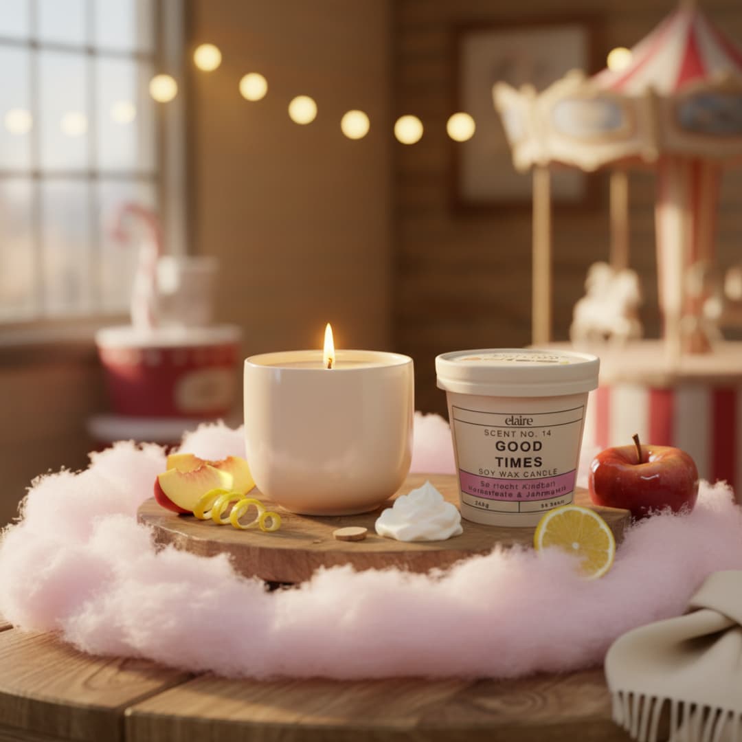 Mix it Match it Love it – Duftkerze Good Times im beigen Gefäß