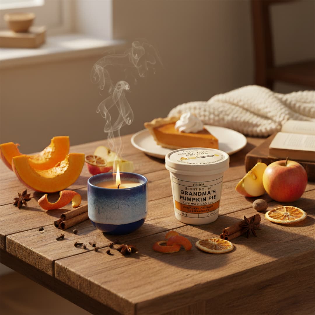 Mix it Match it Love it – Duftkerze Pumpkin Pie im blauen Gefäß