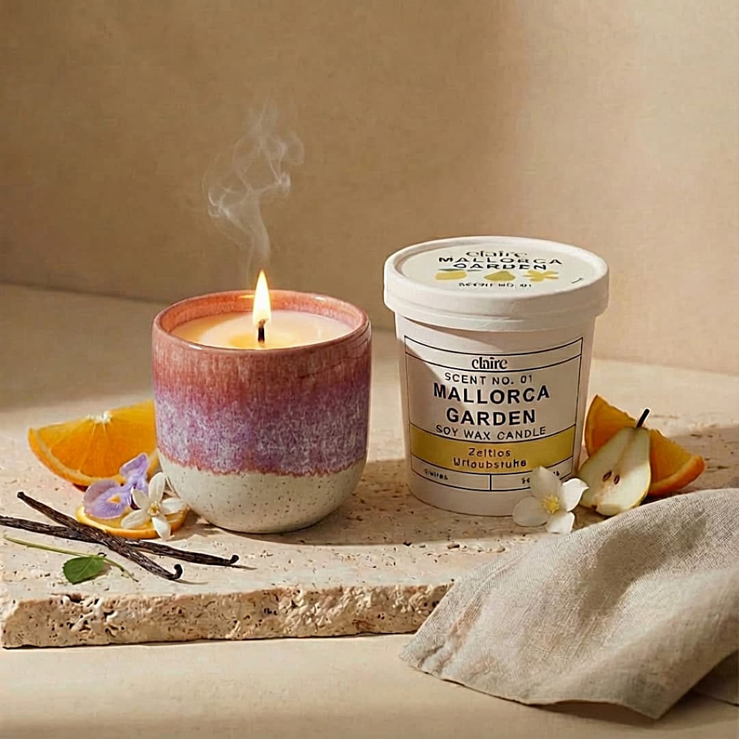 Mix it Match it Love it – Duftkerze Mallorca Garden im lila Gefäß