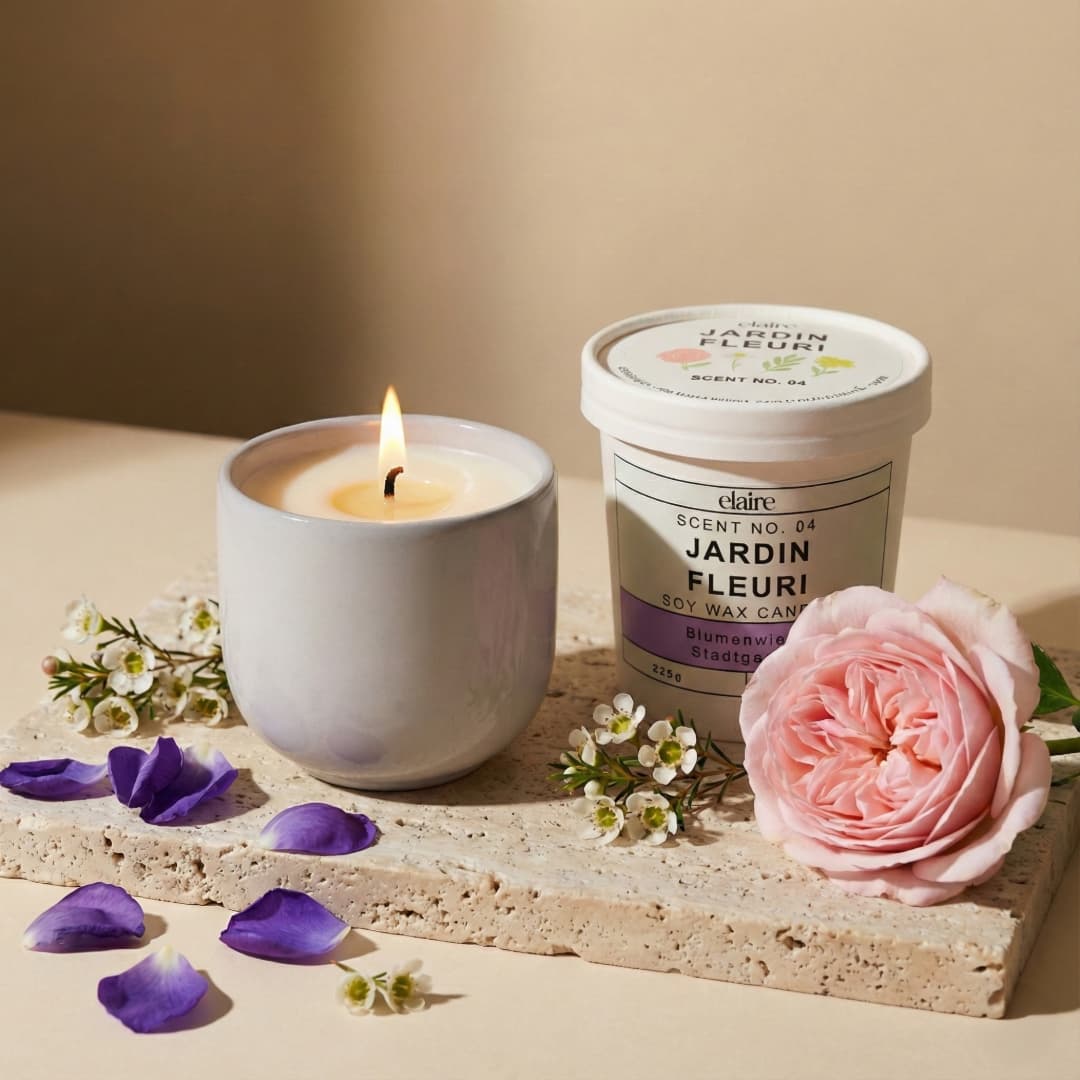 Mix it Match it Love it – Duftkerze Jardin Fleuri im grauen Gefäß