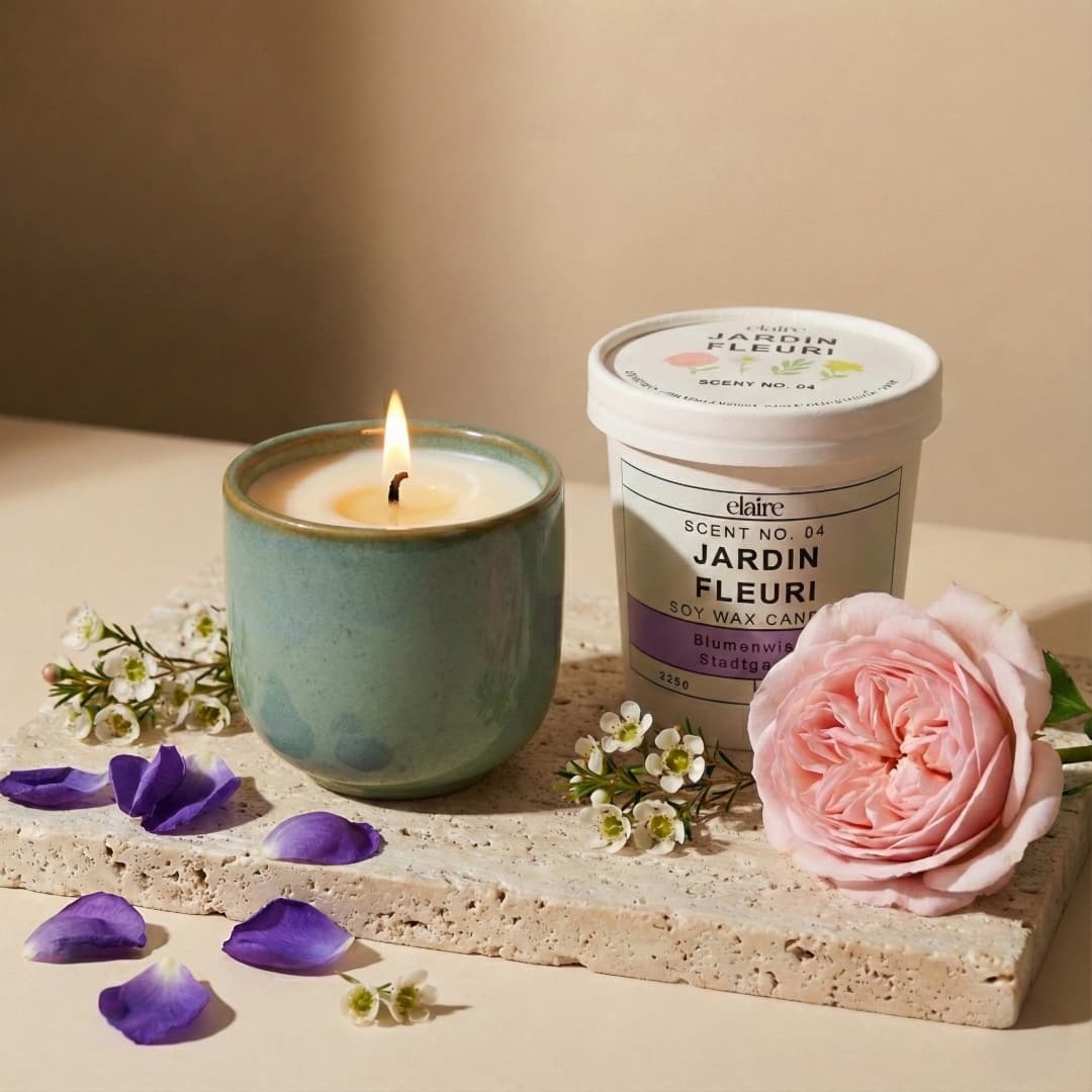Mix it Match it Love it – Duftkerze Jardin Fleuri im grünen Gefäß