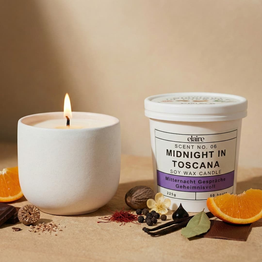 Mix it Match it Love it – Duftkerze Midnight in Toscana im weißen Gefäß