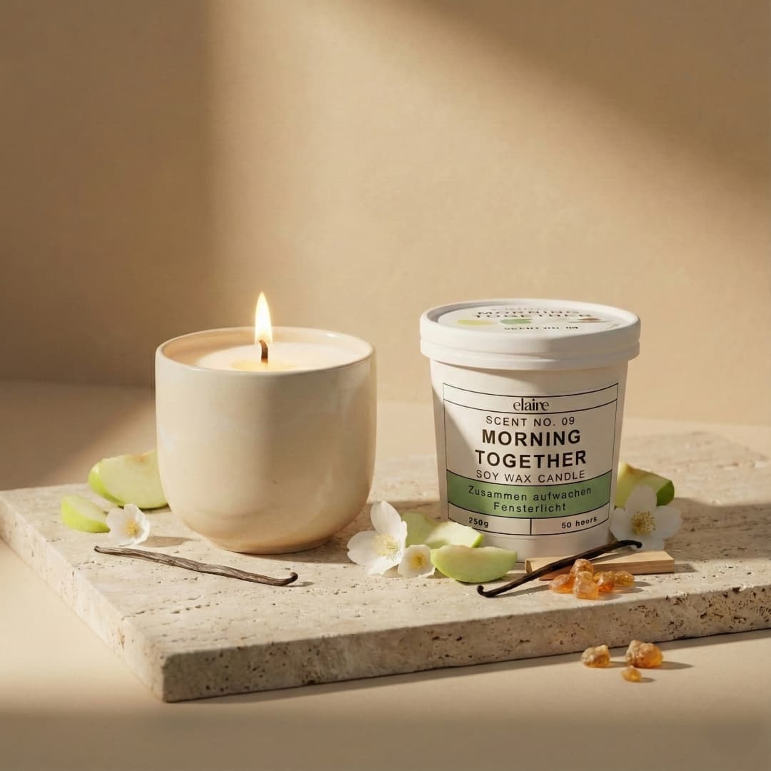 Mix it Match it Love it – Duftkerze Morning Together im beigen Gefäß