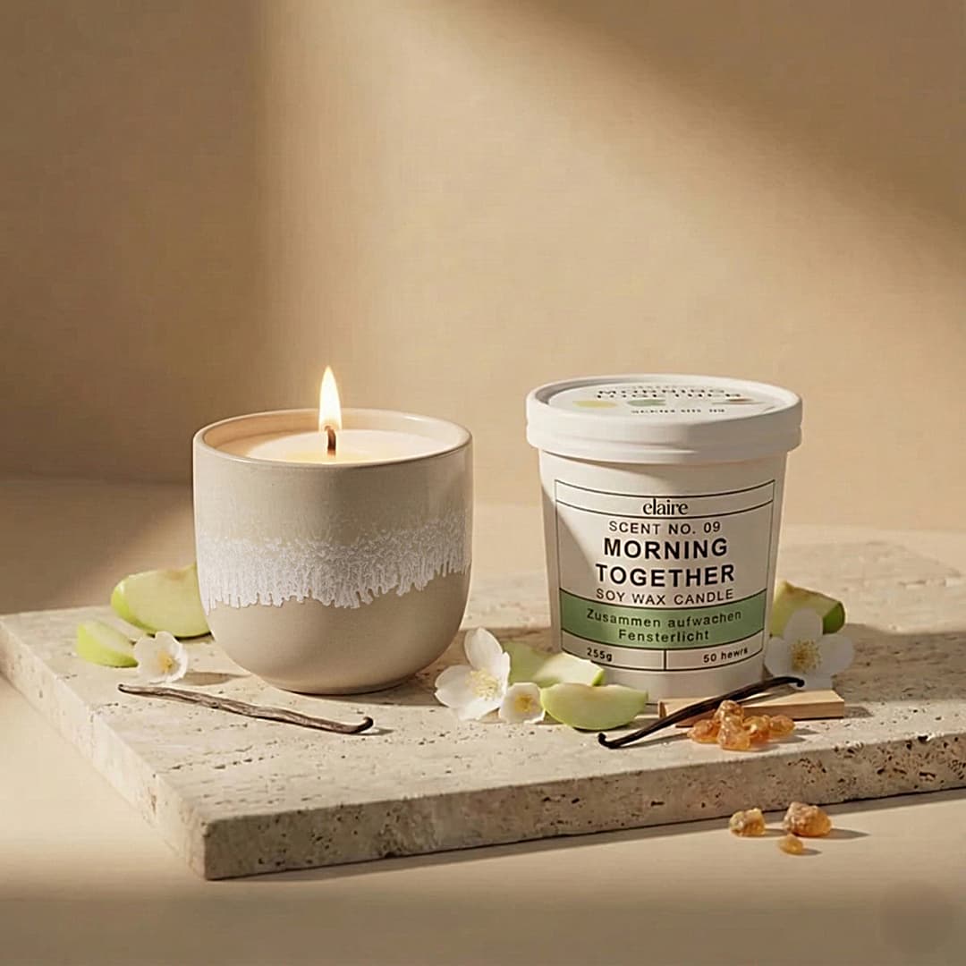 Mix it Match it Love it – Duftkerze Morning Together im weiß-beigen Gefäß