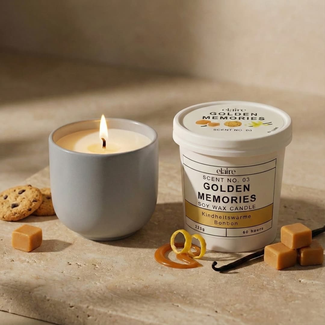 Mix it Match it Love it – Duftkerze Golden Memories im grauen Gefäß