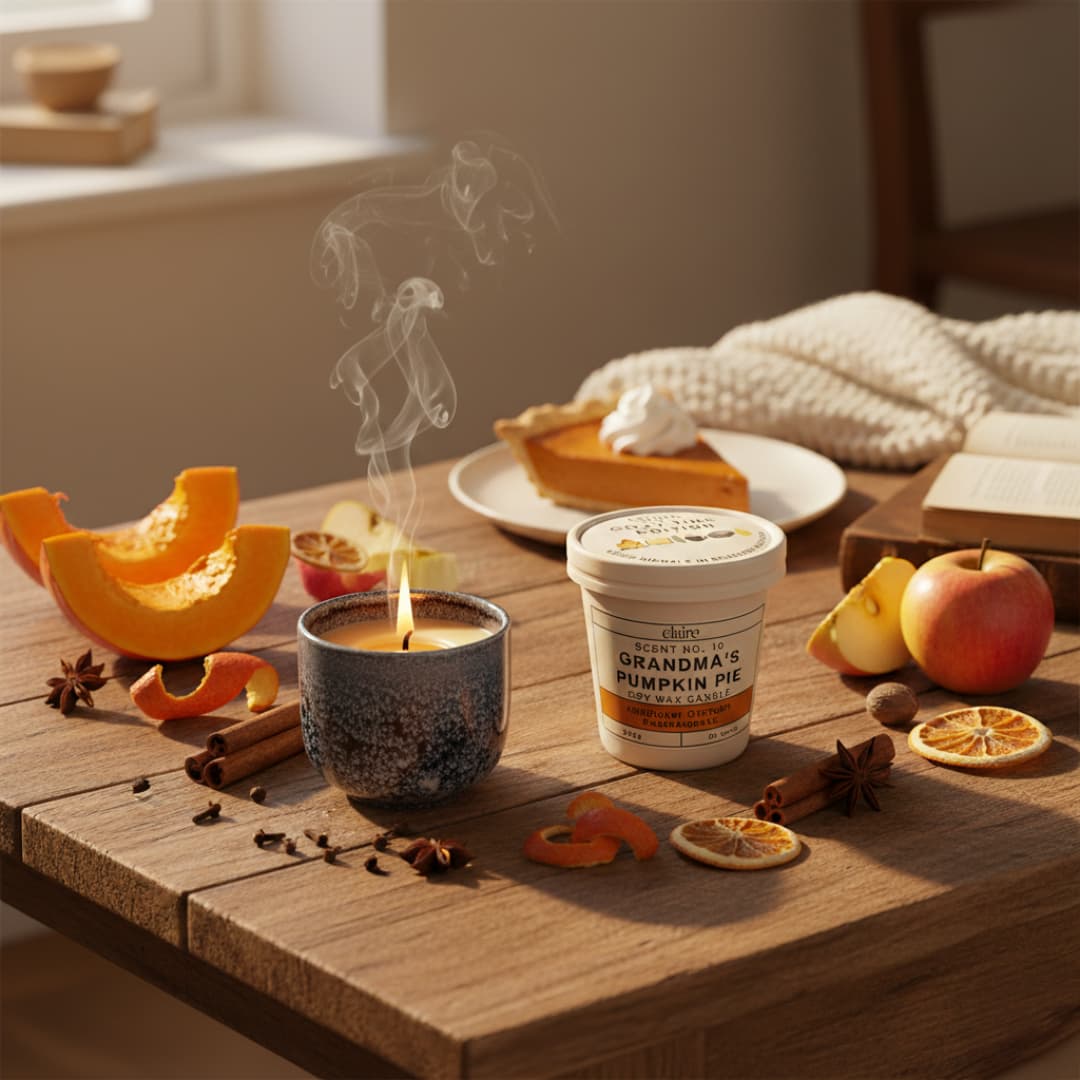 Mix it Match it Love it – Duftkerze Pumpkin Pie im grau-weißen Gefäß