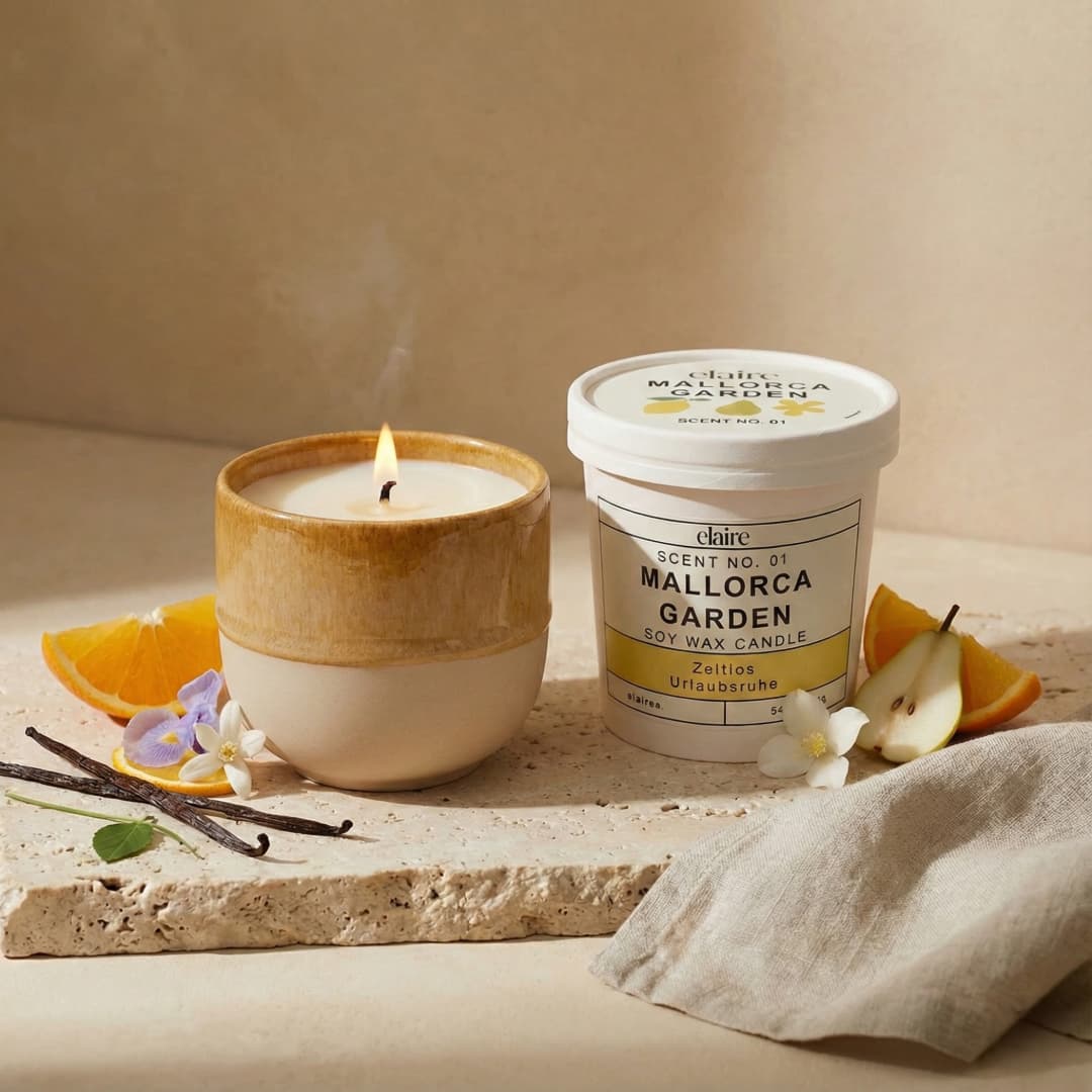 Mix it Match it Love it – Duftkerze Mallorca Garden im Safran Gefäß