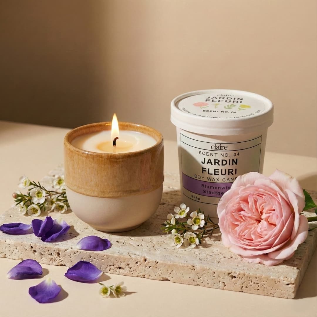 Mix it Match it Love it – Duftkerze Jardin Fleuri im Safran Gefäß