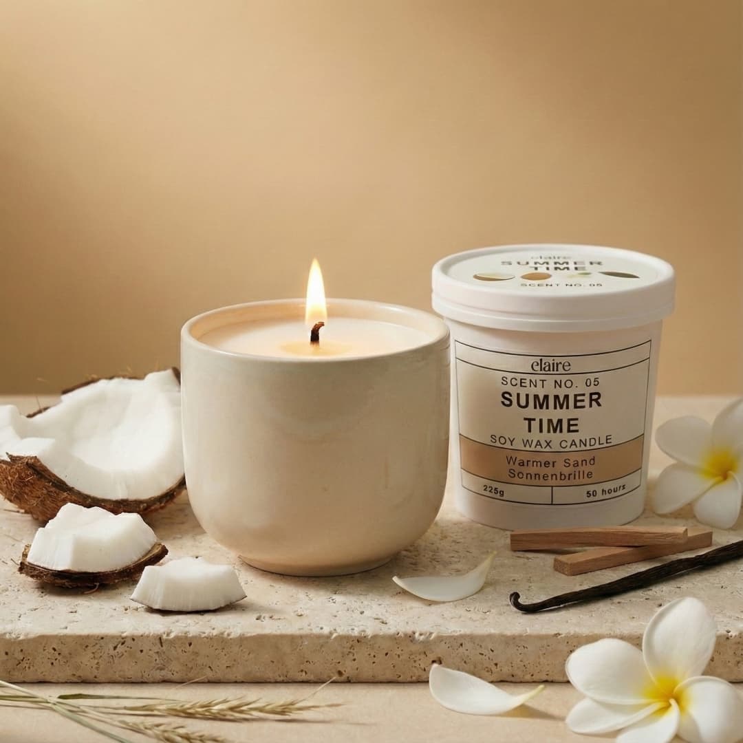Mix it Match it Love it – Duftkerze Summer Time im beigen Gefäß