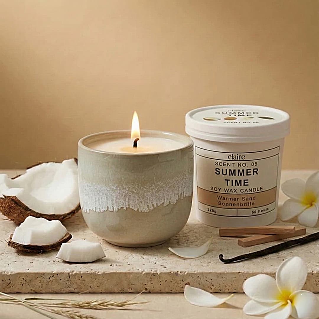 Mix it Match it Love it – Duftkerze Summer Time im weiß-beigen Gefäß