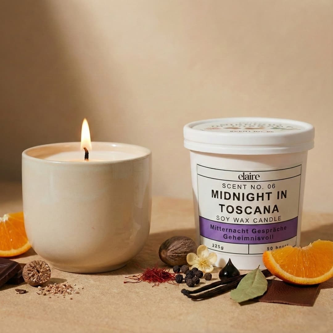 Mix it Match it Love it – Duftkerze Midnight in Toscana im beigen Gefäß