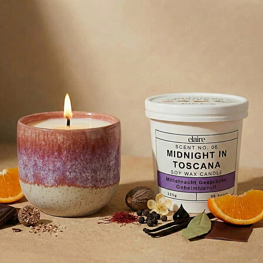 Mix it Match it Love it – Duftkerze Midnight in Toscana im lila Gefäß