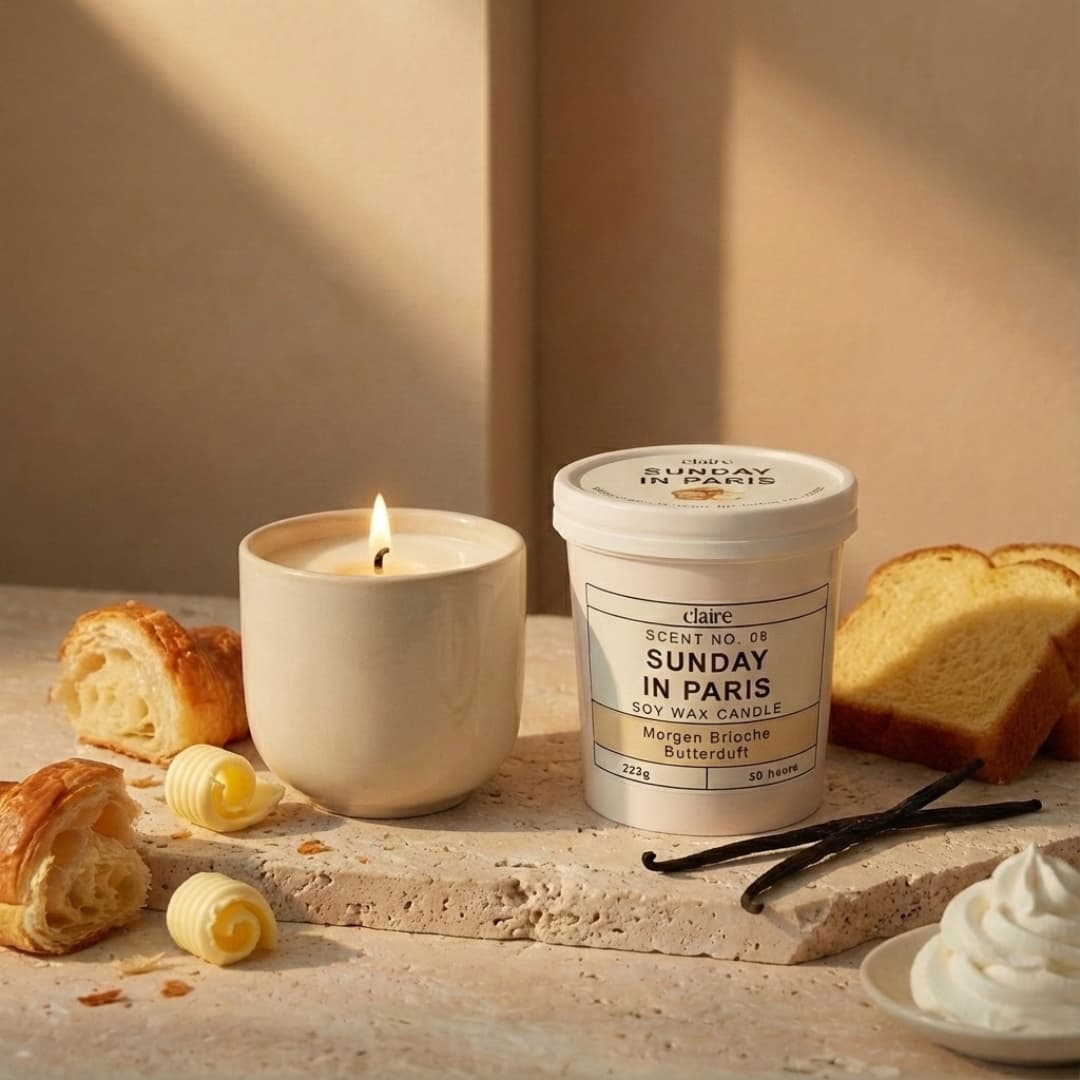 Mix it Match it Love it – Duftkerze Sunday in Paris im beigen Gefäß