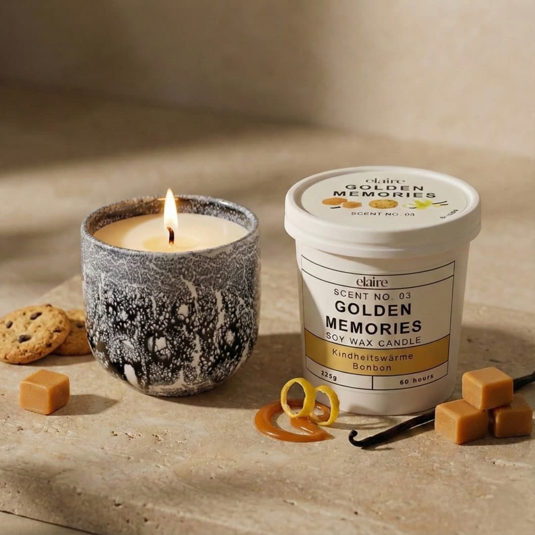 Mix it Match it Love it – Duftkerze Golden Memories im Stone Gefäß